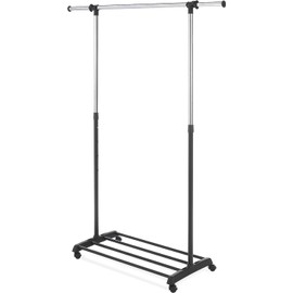 Whitmor Deluxe Adjustable Garment Rack - Rolling Clothes Organizer - Black and Chrome
