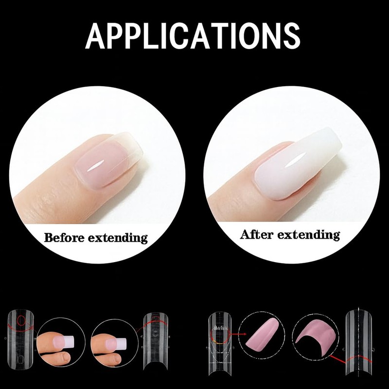 Straight Polygel Nail Forms for Toes, 150PCS Reusable Dual Forms