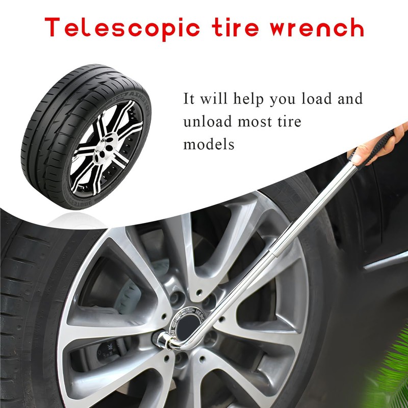 FSTURIOS Lug Wrench Wheel Wrench, Telescoping Lug Wrench with 17/19mm