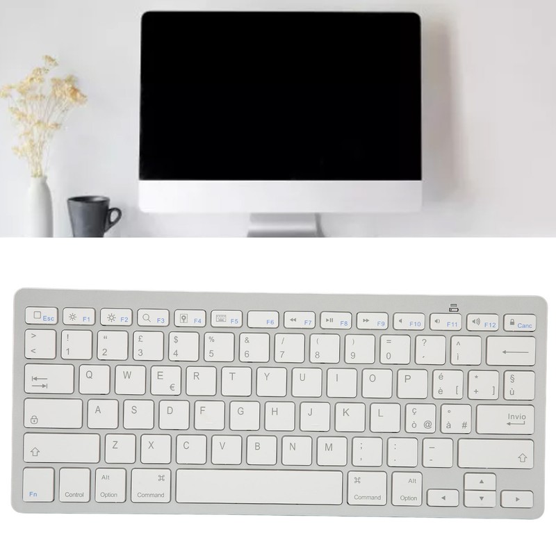 Wireless Keyboard Mini 78 Keys Ultra Thin Portable White Computer