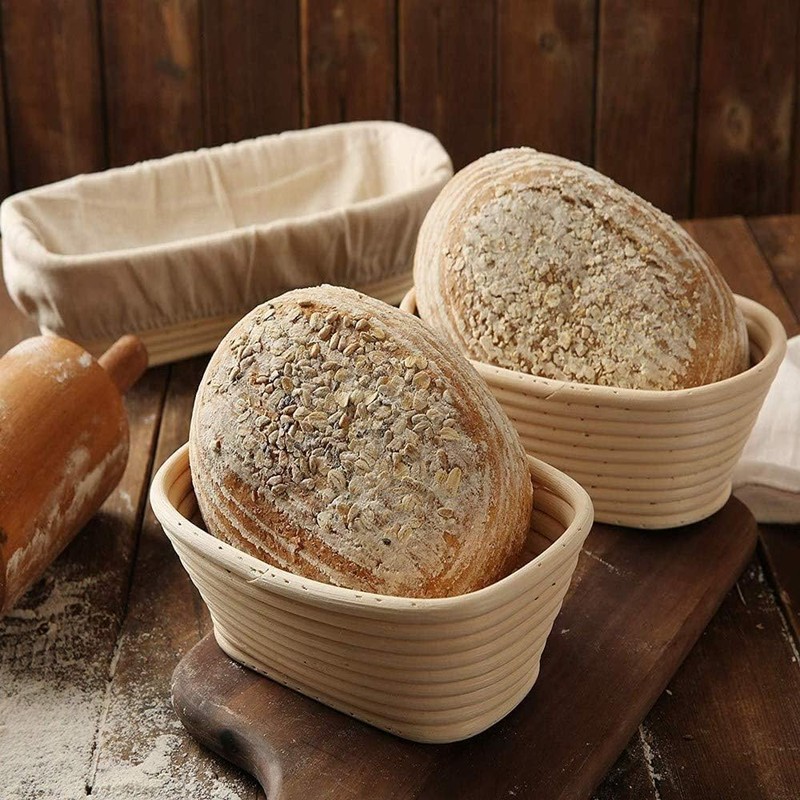 2 Pcs Banneton Bread Proofing Baskets, 25cm Oval Sourdough Proofing