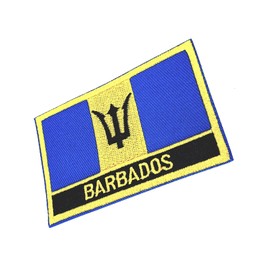 Barbados Iron On Embroidery Country Flag Patch Embroidered Fabric Sew On Transfer for Clothes 8cm x 5cm Rectangle Pack of 1