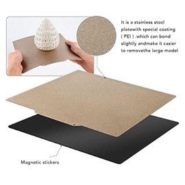 Double Sided PEI Sheet, Build Plate with Magnetic Base 377x370mm High Temp for Ender 5 Plus PLA ABS TPU Easy Removal for 3D Printer