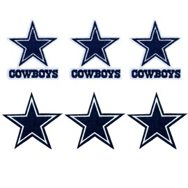6pcs Cowboys Stars Iron on/Sew on Embroidery Patches,Rugby Applique Repair Fashion Accessories Collection Stickers for DIY Clothing Jacket Jeans Backpack Hats Vests Bags
