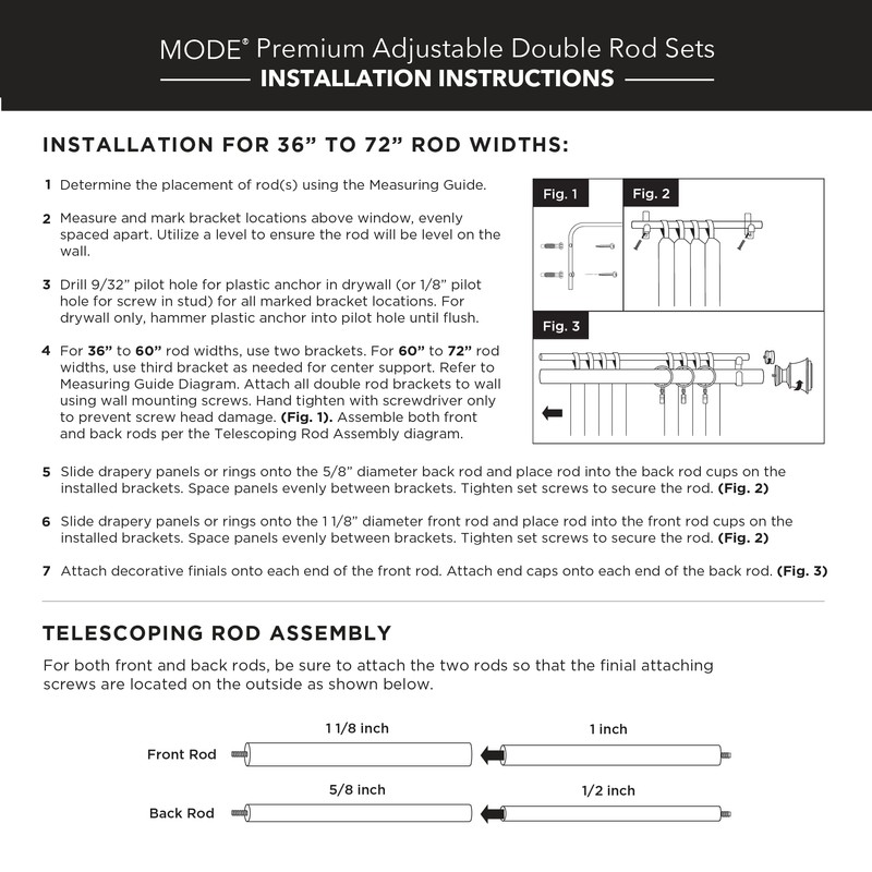 MODE Premium Collection Double Curtain Rod Set (1 1/8" Front