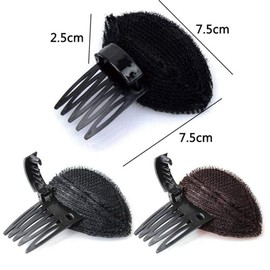 2Pcs Black Puff Hair Cushion with Clips, Fluffy Sponge Bun Comb Bump It Up Hair Base Set for Women and Girls DIY Hairstyling Tools, Hair Accessories
