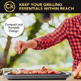 New LARGE Collapsible BBQ Prep Tub wtih LOCKING Lid & Drain Hole | 4.22 Gal / 16L Cutting Board | BPA-Free, Food-Grade, Recyclable, Space-Saving Caddy for Grilling, Camping, Kitchen & Outdoor Cooking