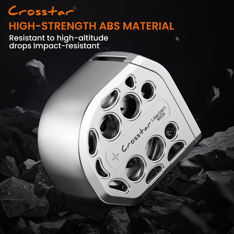 Crosstar 25FT Magnetic Self-Locking Stainless Steel Tape Measure, Double-Sided Scale,