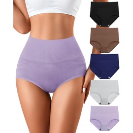J-pone Women's Cotton Underwear High Waisted Tummy Control Full Coverage Ladies Panties (Regular & Plus Size) 3XL 4XL