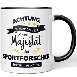 JUNIWORDS Tasse, Achtung, erheben Sie sich! Seine Majestät der Sportforscher, der betritt den Raum, Schwarz (5987526)