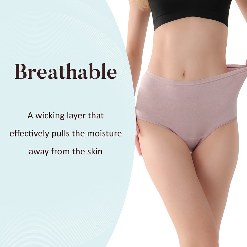AIRCUTE Ropa interior absorbente lavable para mujer, cintura alta para