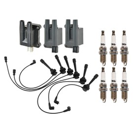 TRQ Ignition Kit Ignition Coil Spark Plugs Spark Plugs Wire Set Compatible with 2001-2002 Mitsubishi Montero 1999-2004 Montero Sport