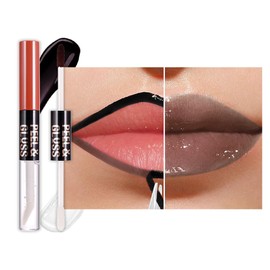 JUAAZIN Brown Lip Stain Peel Off Lip liner and Lip oil with Tweezer, Dual-Ended Peel Off Lip Stain Tattoo, Highly Pigmented Long Lasting Waterproof, Transfer-proof for All Skin Types, 06#