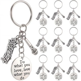 SUNNYCLUE 1 Box 20 Sets Music Themed Keychain Pack Microphone Key Chain Bulk Metal Silver Musical Instrument Note Inspiration Words Charms for Handbags Party Wedding Favor DIY Purse Supplies Adults