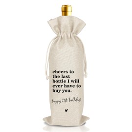 Funny 21st Birthday Gifts for Her Him - Wine Bag for 21 Year Old Women Men - Happy Birthday Anniversary Party Supplies Decorations for Women Her Girlfriend Sister Son (B02)