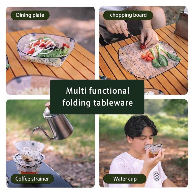 SSKHE 3Pcs Folding Bowl,Cup And Plate,Camping Lightweight Folding Tableware Collapsible