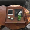 HofferRuffer Elegant Decorative Serving Tray, 20"x20" Square Faux Leather Ottoman