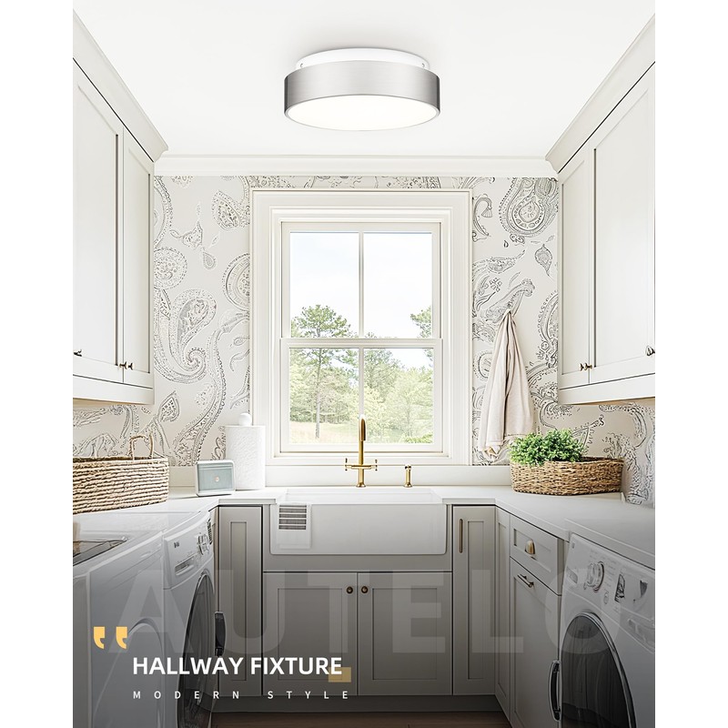 AUTELO 12" Flush Mount Ceiling Light Fixture, Frosted Glass Shade