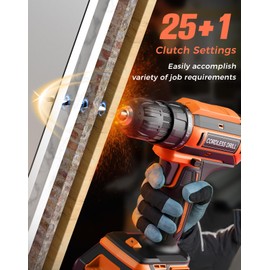 Cordless Drill, 20V MAX Power Drill Set with 2.0Ah Power Pack & Charger, 3/8 Inch Keyless Chuck, Variable Speed, 25+1 Position and 56PCS Bits/Screws, Power Tools for Home Projects