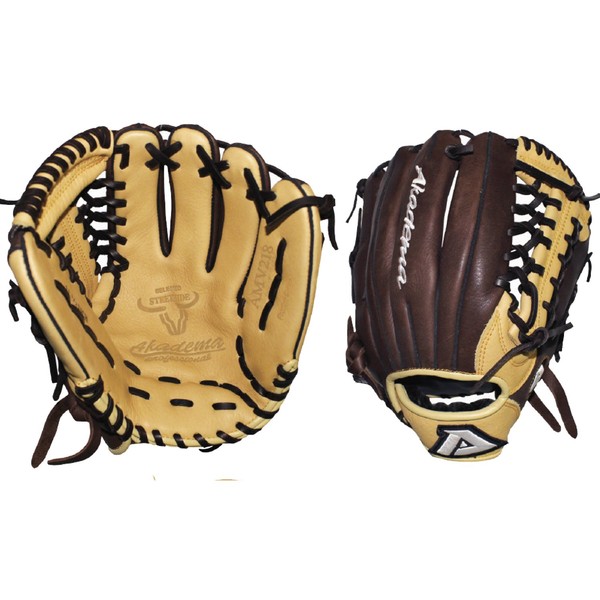 Akadema Pattern Modified-Trap Web Gloves with Open Back and Medium-Deep Pocket, 11.5", Worn on Left Hand