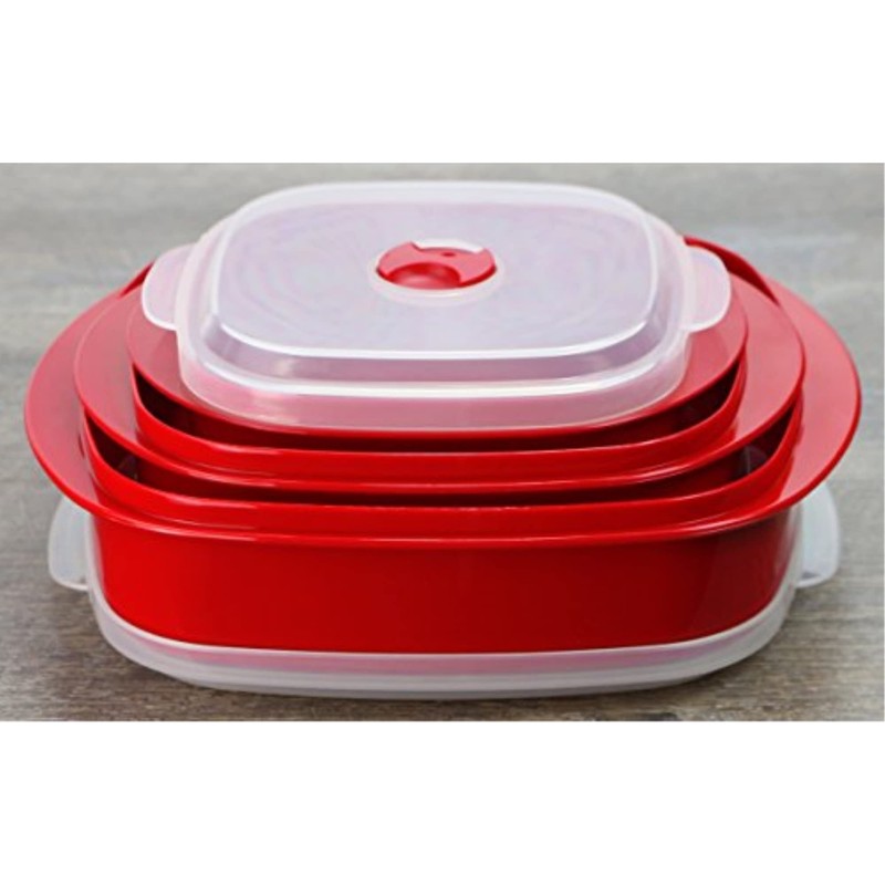 Reston Lloyd Nesting Microwave Containers, Set of 3, Adjustable Steam