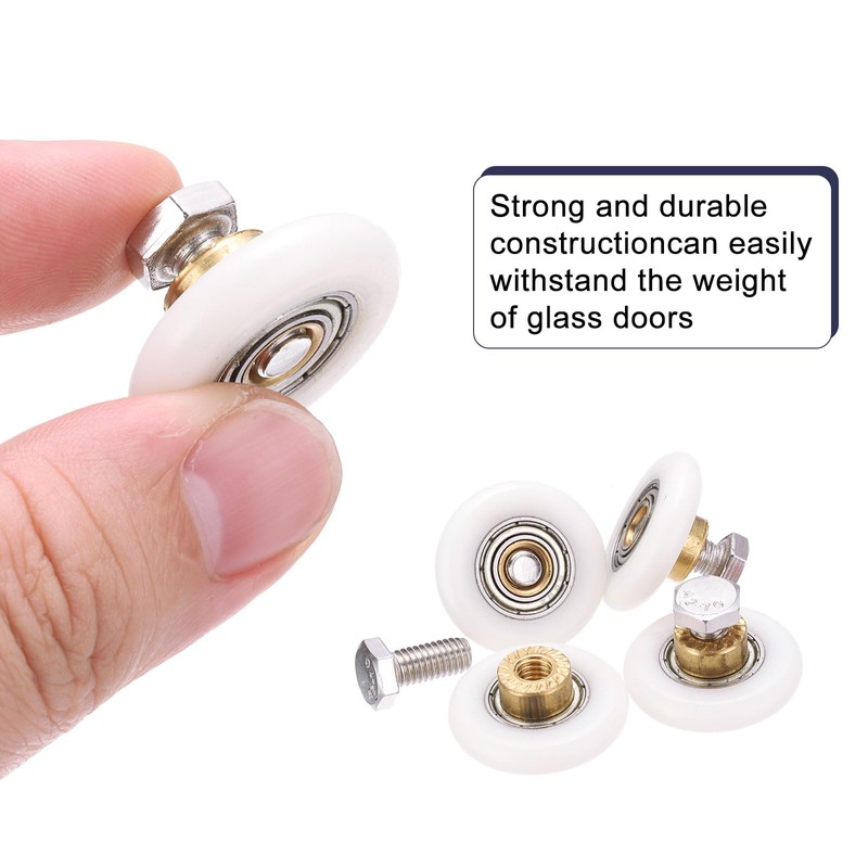 uxcell 8 Pcs Shower Door Rollers, 27mm Dia Bathroom Glass