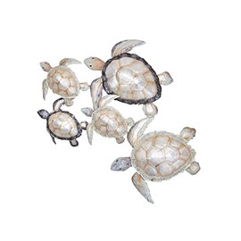 Beachcombers Mixed Metal Capiz Wall Decor Decoration Of Turtles 23.5" x 2.25" x 18.5 White