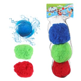 Toi-Toys Water Bomb Reusable Splash - Pack of 3 Water Balloons Diameter 15 cm in Mesh Bag - Quick Filling Water Balloons Water Toy Water Balloons for Children Pool
