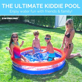 SWIMLINE Americana 3 Ring Kiddie Pool 60'' X 12'' | For Kids Toddlers Children Adults| Ball & Sand Pit Outdoor Indoor Garden Backyard Summer Fun | Blow Up Thick Durable Inflatable Splash Pad Sprinkler