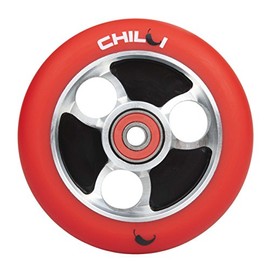 Chilli Pro Parabol 100mm Scooter Wheel w/Bearings - Red/Silver