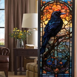 WBQMUNY Stained Glass Window Film,Static Cling Window Privacy Film Decorative UV Sun Blocking Non-Adhesive Glass Window Covering for Home Office 17.7"x39.5"
