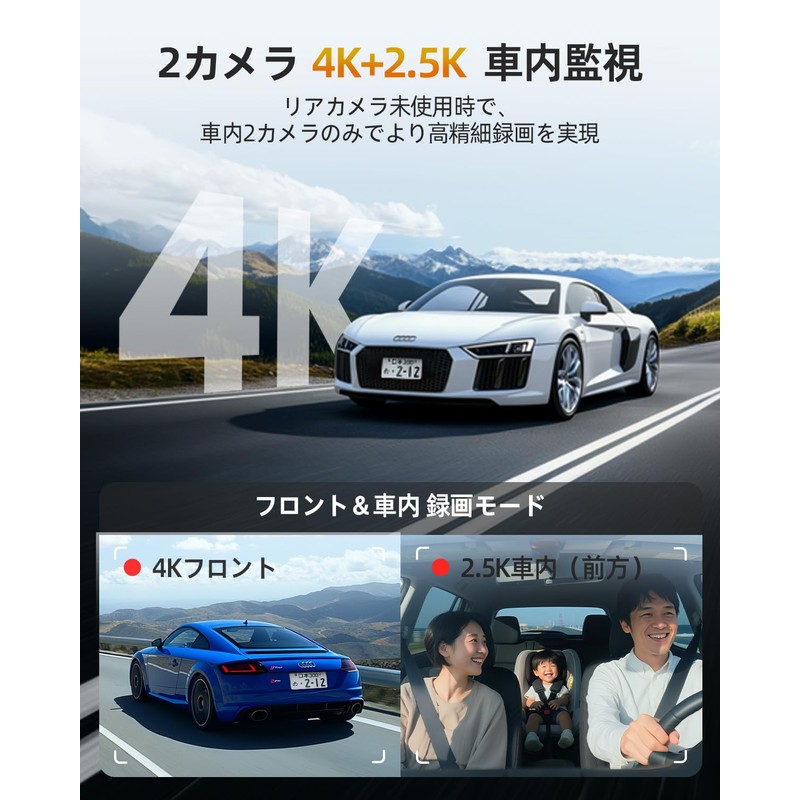 GKU 3 Camera, 4K Dash Camera, 5.8 GHz High Speed