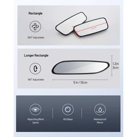 WildAuto Blind Spot Mirror, Rectangle Adjustable Car Auxiliary Universal Wide Angle Mirror for Universal Cars (Adhesive, 2pcs)