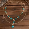 ALRNBY Layered Beaded Turquoise Choker Necklace for Women Gold Toggle