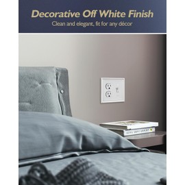 ZILLSEA 2-Pack Combination 1 Toggle/1 Duplex Wall Plate, Metal Light Switch Cover Plate, Off White, 4.96''*4.88'', Midsize