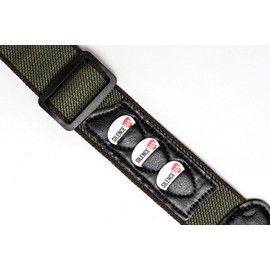 SILENCEBAN Soft Cotton Adjustable Green Khaki Shoulder Guitar strap for kids adults Strap 3-in-1 Strap with Leather Pick Holder Includes Black Capo and 3 Picks kit for Electric and Acoustic Guitar