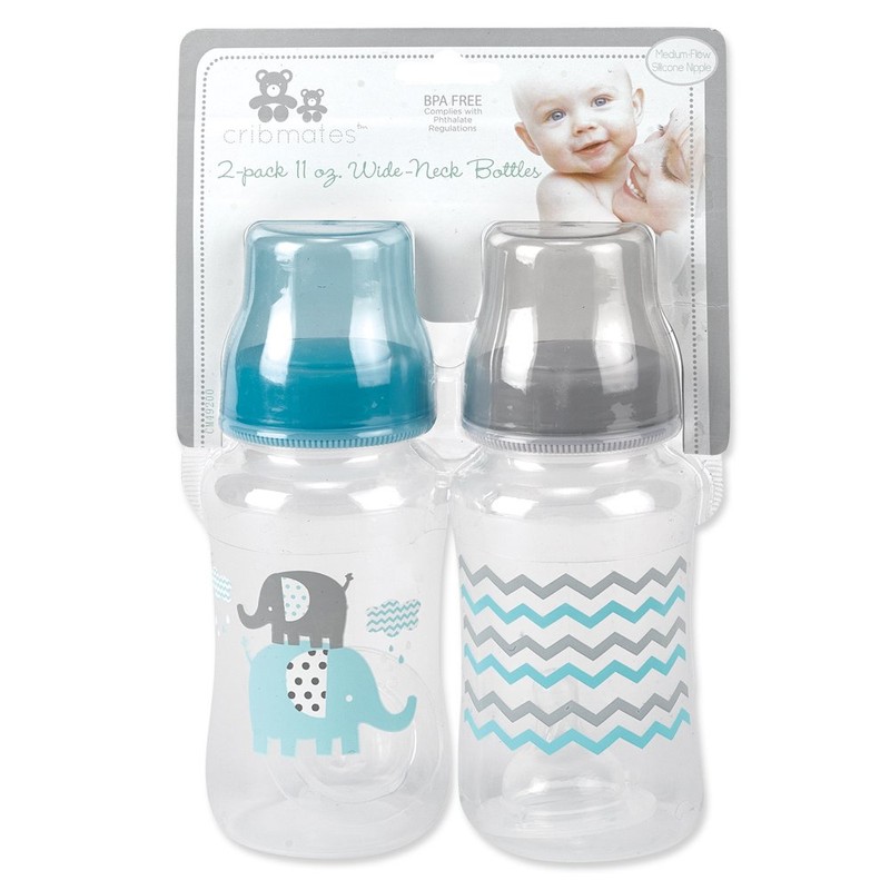 Cribmates 2 Piece Wide Bottle Elephant Zigzag, Grey/Yellow