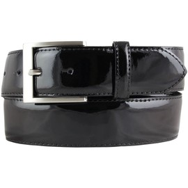 BELTINGER Patent Leather Belt 4 cm Shiny Leather Belt 40 mm Men's Elegant Belt Made in Italy, black, silver
