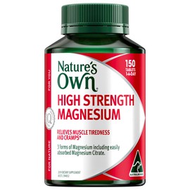 Nature’s Own High Strength Magnesium Tablets 150 - 3 Forms of Magnesium - Helps Relieve Mild Muscle Spasms & Cramps when dietary intake is inadequate - Supports Bone & Joint Health
