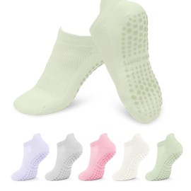 Pilates Yoga Socken-5 Paar Rutschfeste Socken Damen 35-40,Anti Rutsch Sock für Damen,Stoppersocken,für Yoga Barre Pilates Zuhause Krankenhaus
