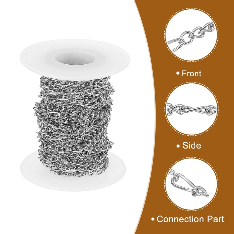 sourcing map 16.4Feet Aluminum Link Chain, Link Cable Chain Twist