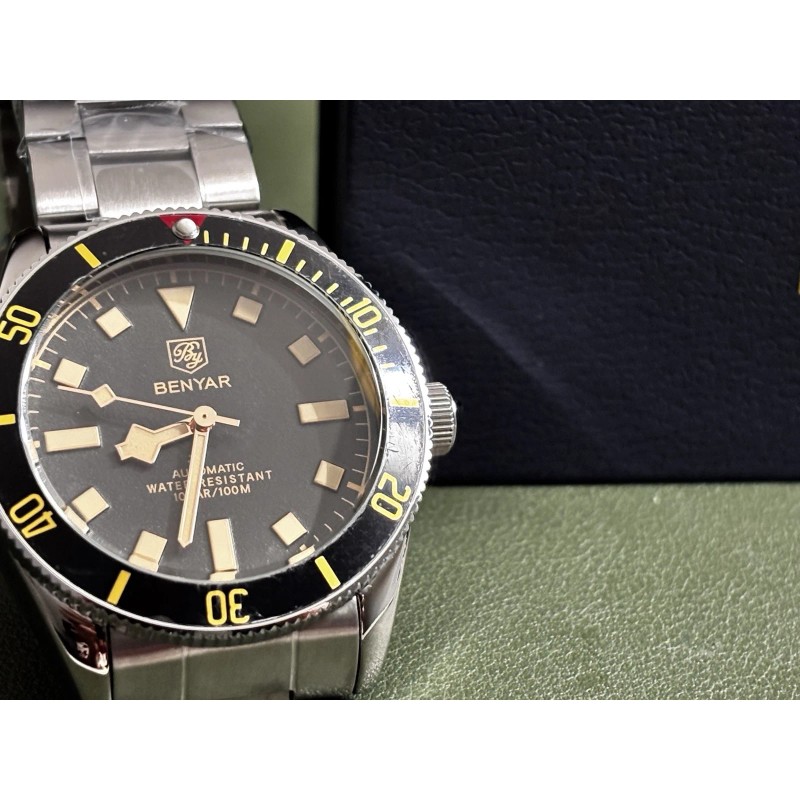 BENYAR Men's Automatic Waterproof Black Dial - BB58 40mm Ships