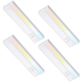 TORCHSTAR 12 Inch LED Under Cabinet Lighting 5CCT, 8W 600LM, Hardwired & Plug-in, 5 Color Selectable CRI90 120V ETL T24 Listed Dimmable Under Counter Lights for Kitchen, White Aluminum Housing, 4 Pack