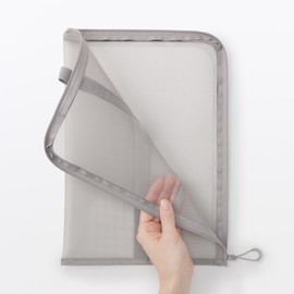 MUJI 23044721 Nylon Mesh Vertical Document Case with Dividers for A4 Size, Gray