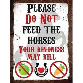 ZMKDLL Please Do Not Feed The Horses Vintage Metal Sign 12"x8"