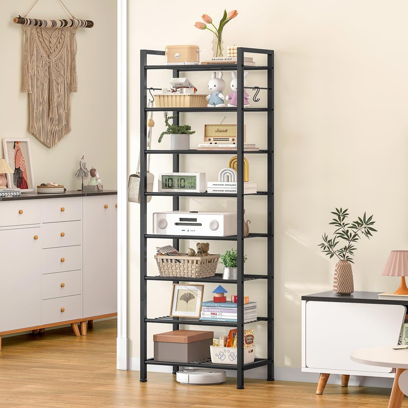 8 Tiers Narrow Shoe Rack 16-24 Pairs, Sturdy Metal Tall