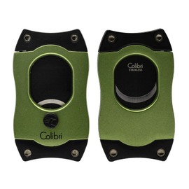 Colibri Premium S-Cut Cigar Cutter - Ergonomic Stainless Steel Spring-Loaded Straight Cut Blade, Ideal for up to 66+ Ring Gauge - Gift for Cigar Enthusiasts (Green)