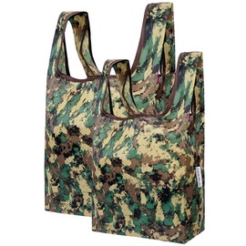 allydrew JoliBag Nylon Reusable Grocery Bag, 2 Pack, Camouflage Green
