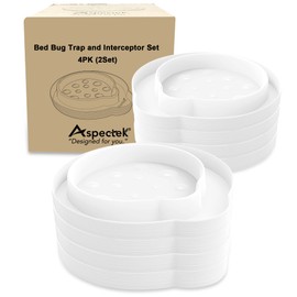 ASPECTEK Bed Bug Interceptors, Pack of 8 Pesticide-Free Traps and Insect Detectors, Effective Pest Control Solution with No Chemicals for Bed Bugs and Other Pests, White