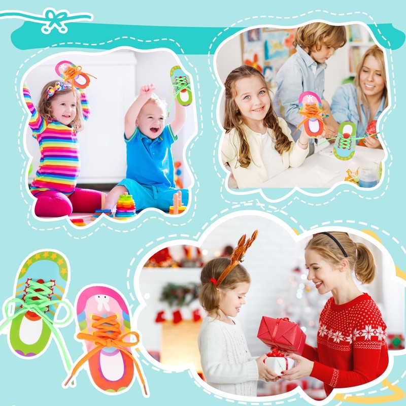 HO-SFSM 2 Pieces Shoelace Toys, Practice Tying Shoelaces, Threading Game,